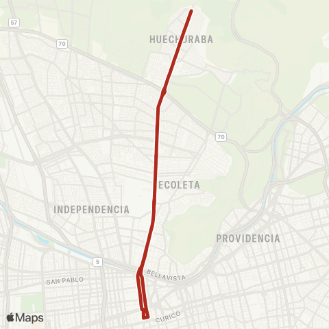 Red Huechuraba - Centro map