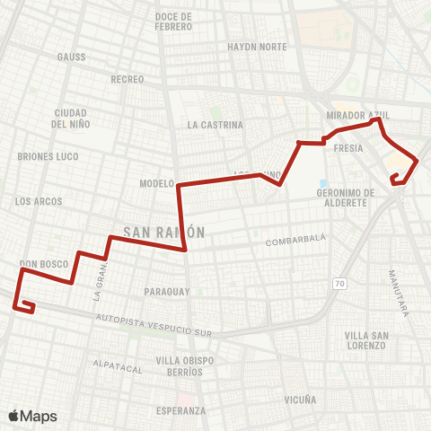 Red (M) la Cisterna - (M) Bellavista de la Florida map