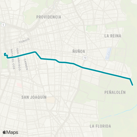 Red (M) Parque o'Higgins - Peñalolen map