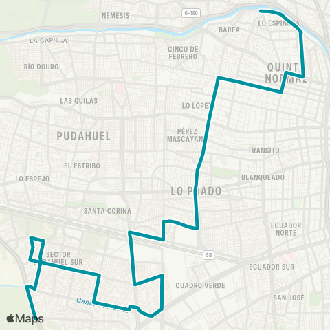 Red Pudahuel Sur - lo Franco map