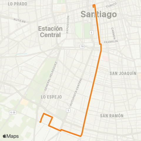 Red Santiago - lo Espejo map