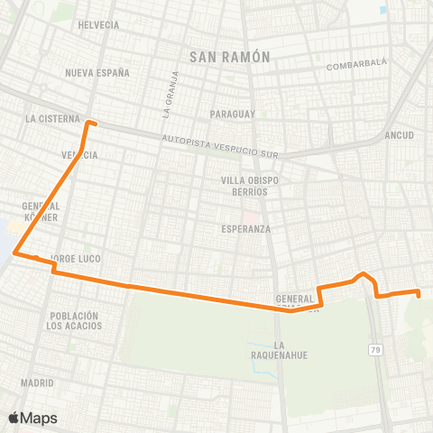 Red (M) la Cisterna - Santo Tomas map