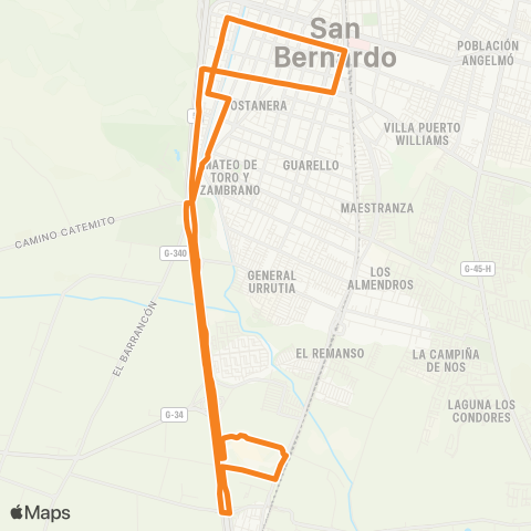 Red Mall Plaza Sur - Estacion San Bernardo map