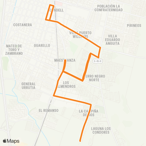 Red Santa Ines - Estacion San Bernardo map