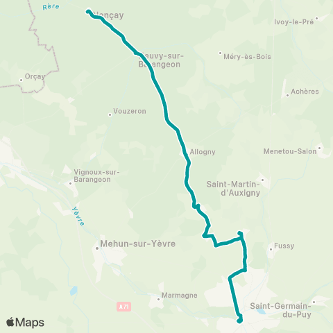 Rémi 18 Nançay / Bourges map