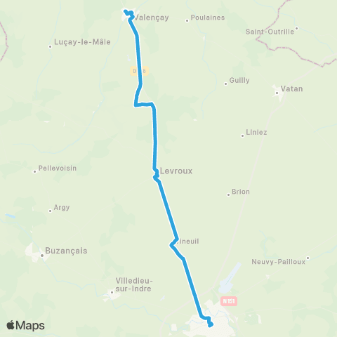 Rémi 36 Faverolles - Valençay - Chateauroux map