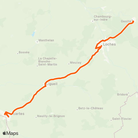 Rémi 37 Descartes - Genillé map