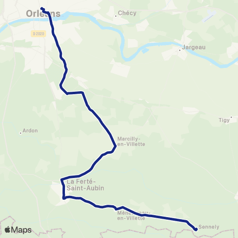 Rémi 45 Sennely - Orléans map