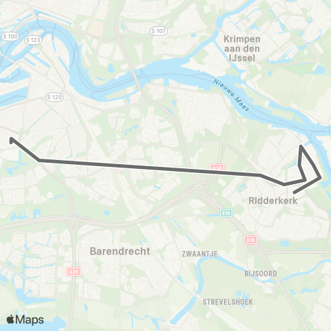 RET Zuidplein - Ridderkerk Donkersloot map