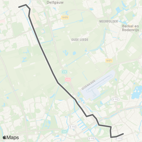 RET Rotterdam Centraal - Station Delft map