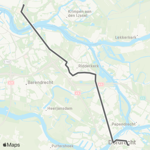 RET Kralingse Zoom - Dordrecht map