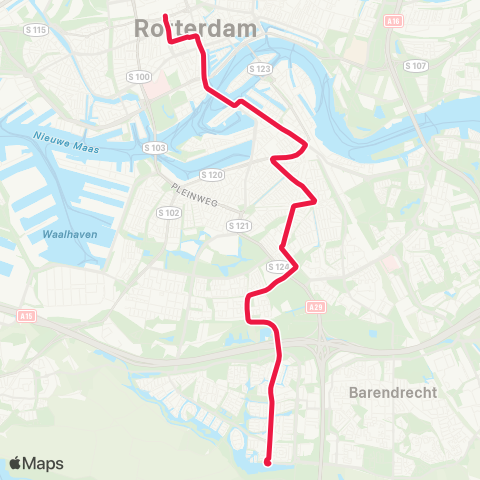 RET Carnisselande - Rotterdam Centraal map