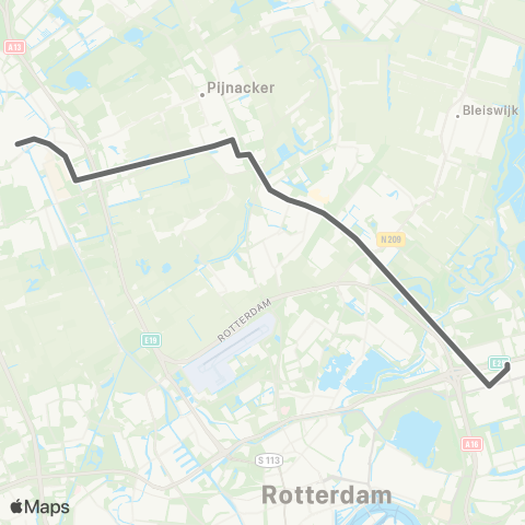 RET Delft - Rotterdam Alexander map