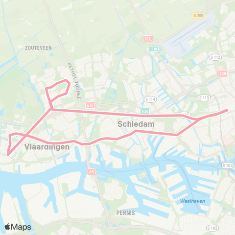 RET Rotterdam Centraal - Vlaardingen (Nachtbus) map