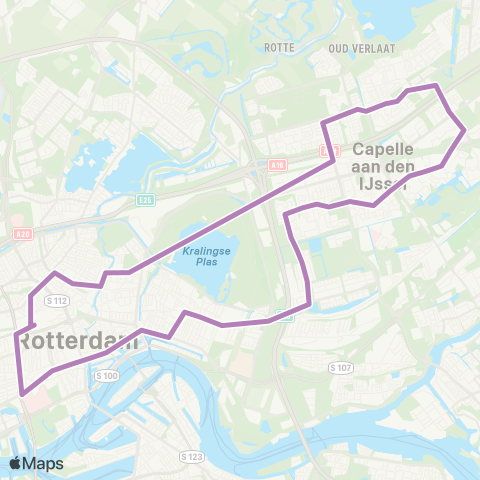 RET Rotterdam Centraal - Schollevaar (Nachtbus) map
