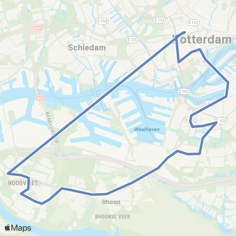 RET Rotterdam Centraal - Hoogvliet (Nachtbus) map