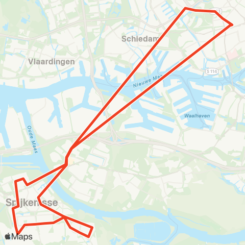 RET Rotterdam Centraal - Spijkenisse (Nachtbus) map