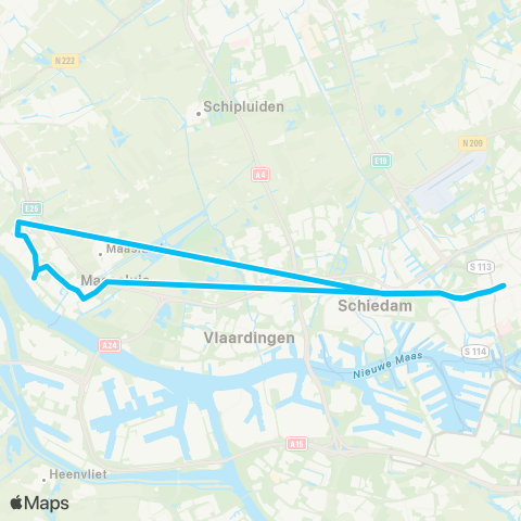 RET Rotterdam Centraal - Maassluis (Nachtbus) map