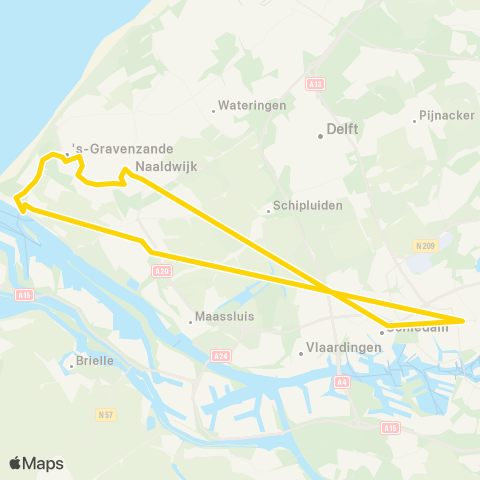 RET Rotterdam Centraal - Hoek van Holland (Nachtbus) map