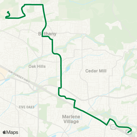 Ride Connection BethanyLink map