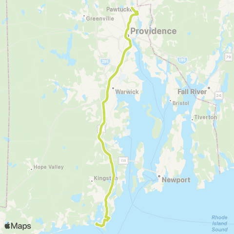 RIPTA Pawtucket / Central Falls Beach Express map