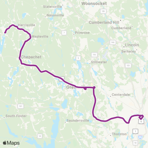 RIPTA Pascoag Express map