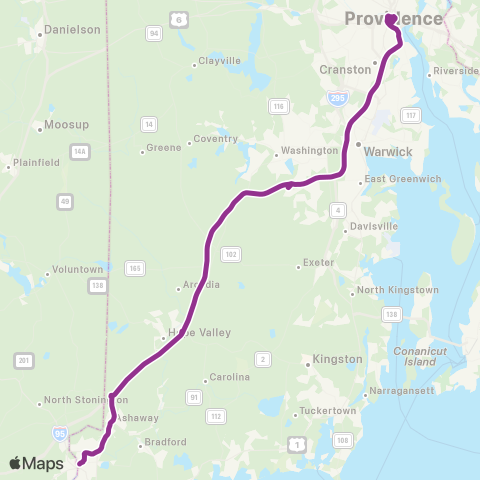 RIPTA Westerly Express map