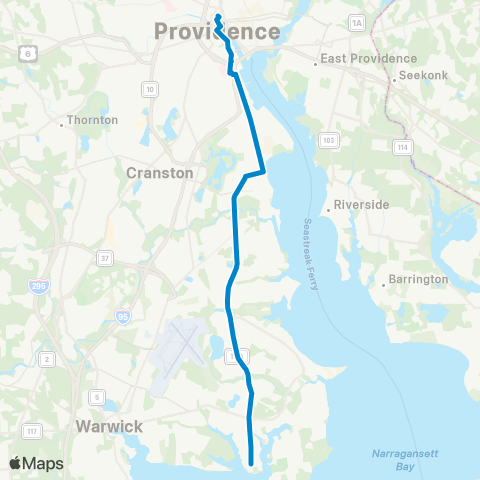 RIPTA Warwick Ave / Oakland Beach map