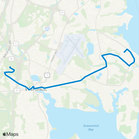 RIPTA CCRI Warwick / Conimicut map