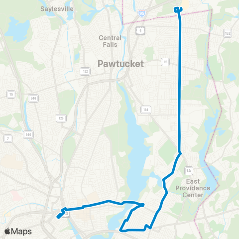 RIPTA Rumford / Newport Ave map