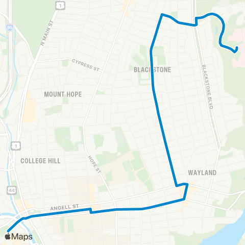 RIPTA Butler Hospital / Elmgrove Ave map