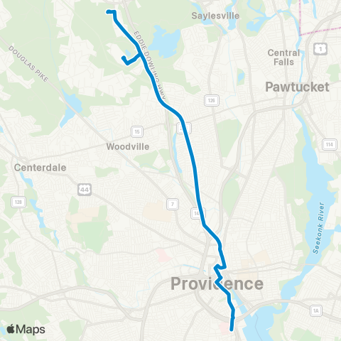 RIPTA Charles St / Twin River / CCRI Lincoln map