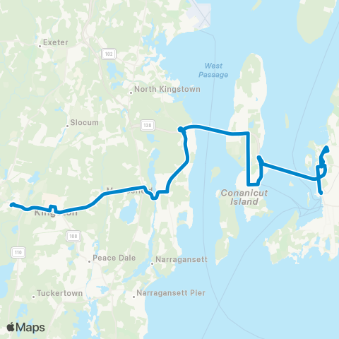 RIPTA Kingston Station/URI/Newport map