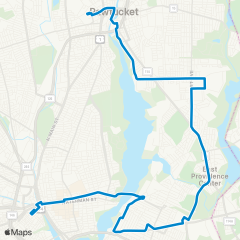 RIPTA Beverage Hill Ave (E Providence & Pawtucket) map
