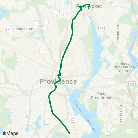 RIPTA R-Line Broad / North Main map