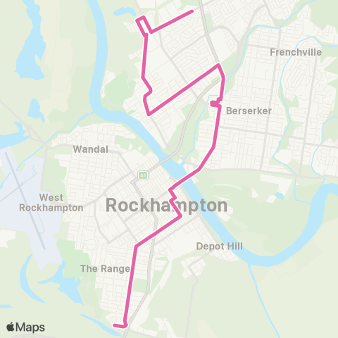 Translink Rockhampton-Yeppoon Glenmore - The Range via City map