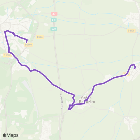 RLV Mobilités Chappes Ctre de Recherche - Riom Pôle d'échange multimodal map