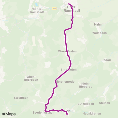 RMVB Modautal-Brandau Feuerwehr - Ober-Ramstadt Bahnhof map