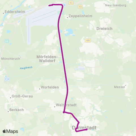 RMVB Darmstadt Kongresszentrum Darmstadtium - Frankfurt (Main) Flughafen Terminal 1 map