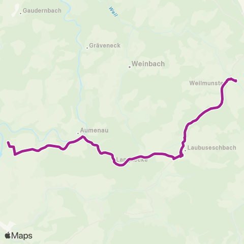 RMVB Weilmünster Schule - Villmar-Aumenau Bahnhof map
