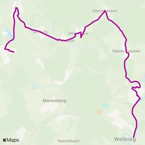 RMVB Mengerskirchen Zob - Weilburg Zob map