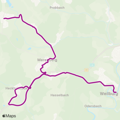 RMVB Mengerskirchen-Waldernbach Pfingstbornstraße - Weilburg Zob map