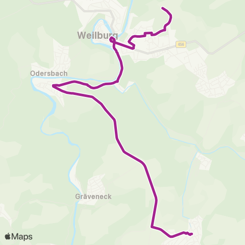 RMVB Weilburg-Kirschhofen Ortsmitte - Weilburg Zob map