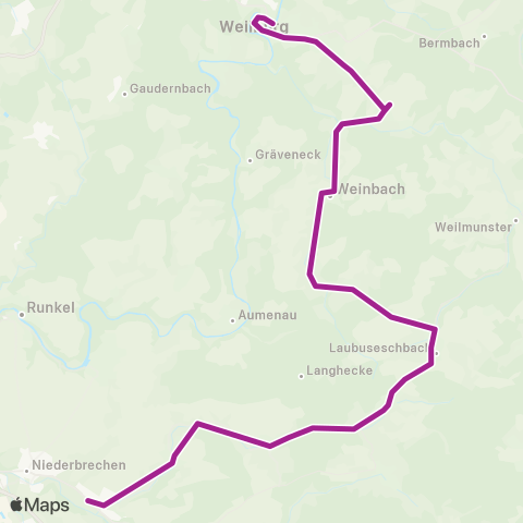 RMVB Weilburg Zob - Brechen-Oberbrechen Bahnhof map