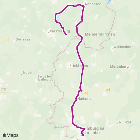 RMVB Limburg (Lahn) Zob Nord - Rennerod Busbahnhof map