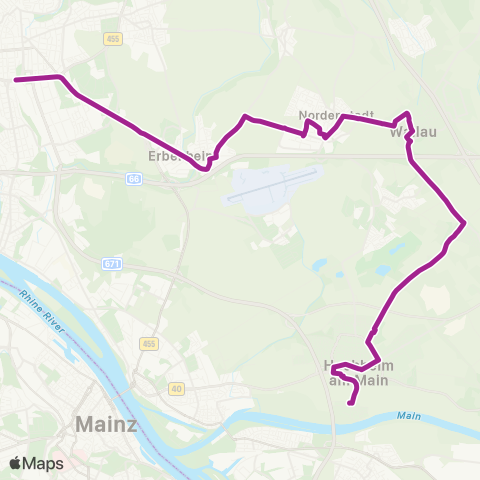 RMVB Großkrotzenburg Kreuzburggymn. - Hanau-Steinheim Johannes-Machern-Str map