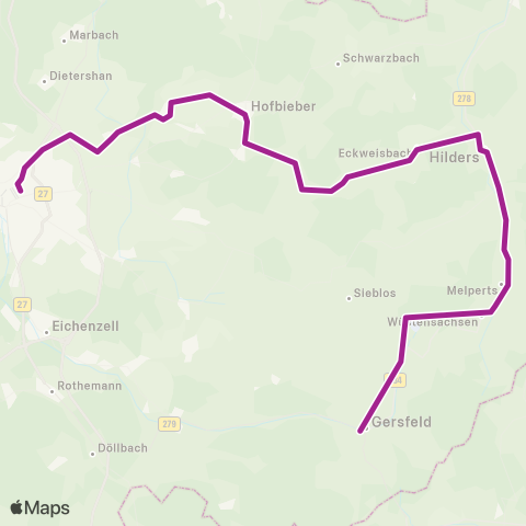 RMVB Gersfeld (Rhön) Bahnhof - Fulda Bahnhof / Zob map