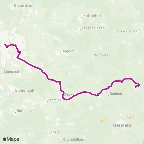 RMVB Fulda Bahnhof / Zob - Künzell-Dirlos Kohlgrunder Str map