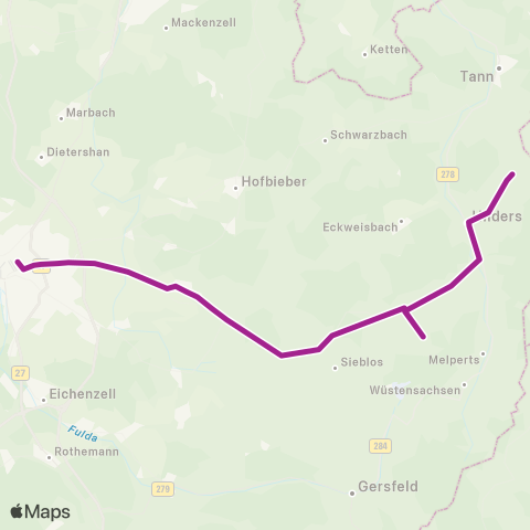 RMVB Tann (Rhön) Rhönhalle - Fulda Bahnhof / Zob map