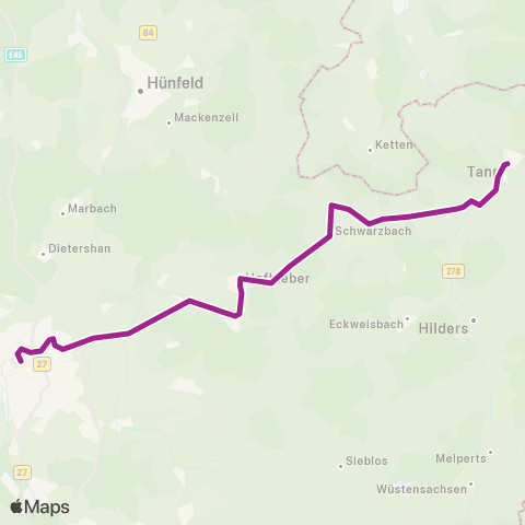 RMVB Tann (Rhön) Rhönhalle - Fulda Bahnhof / Zob map